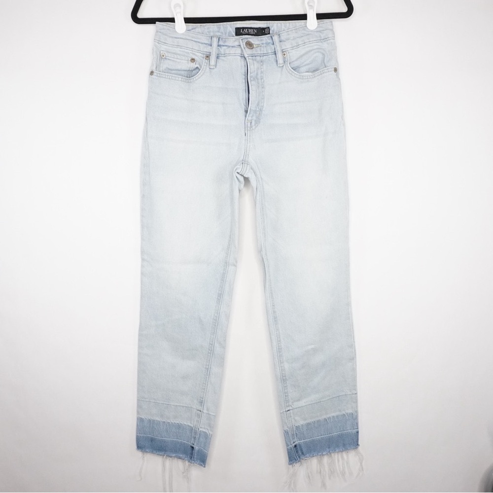 Ralph Lauren Light Blue Cropped Jeans with Frayed Hem